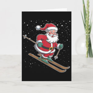 Carte Père Noël Skiant Noël Sports Xmas Vacances C