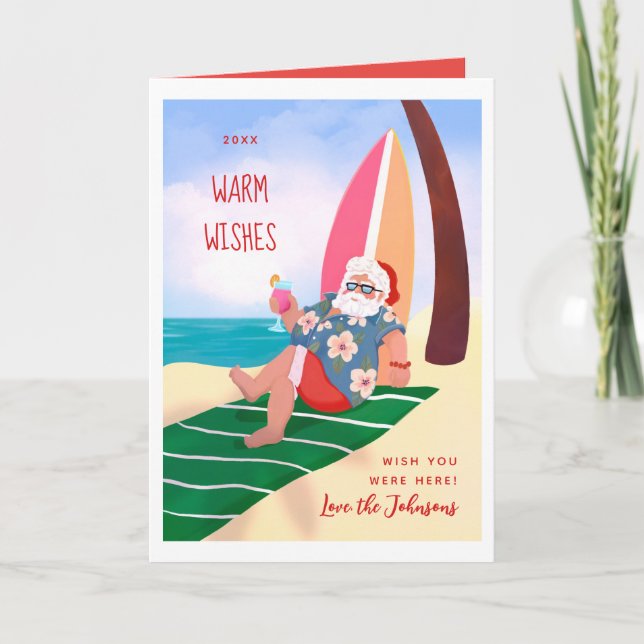 Carte Père Noël sur la plage Fêtes d'été Noël (Devant)