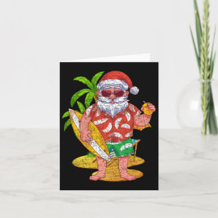 Carte Père Noël surfeur tropical Hawaï Noël d'été