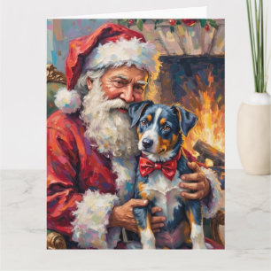 Carte Père Noël tenant l'art de Noël de Blue Heeler