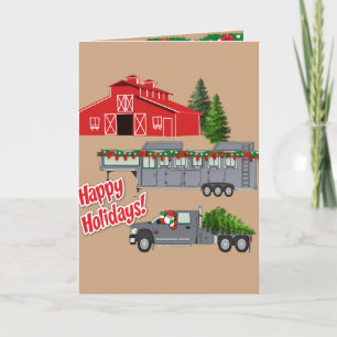 Carte Père Noël Truck Trailer Et Grange Holiday