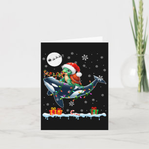 Carte Père Noël Turtle Riding Orca Reindeer Christmas Se