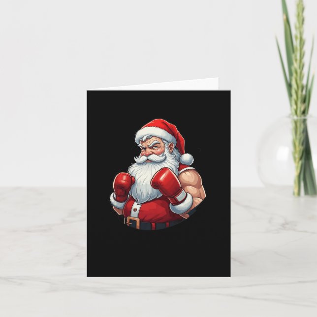 Carte Père Noël Un Boxeur Noël Drôle Boxe Ho Ho-ly Knoc (Devant)