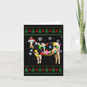 Carte Père Noël Vache Mignonne Lumières de Noël Sweat de