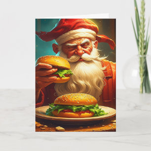Carte Père Noël vintage avec hamburger