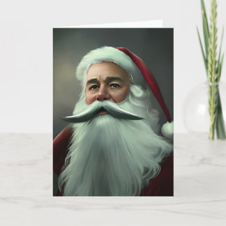Carte Père Noël vintage de Noël barbe blanche grise