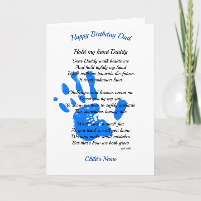 Carte Pères Anniversaire POEM de Toddler à papa (Devant)