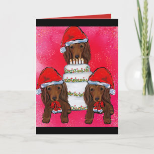 Carte Pères Noël Doxie Rouges