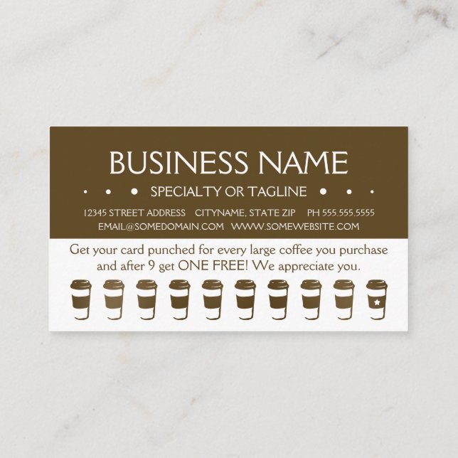 carte perforée de fidélité de tasse de café de (Dos)
