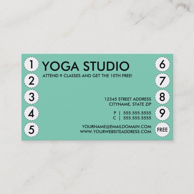 carte perforée de yoga (Devant)