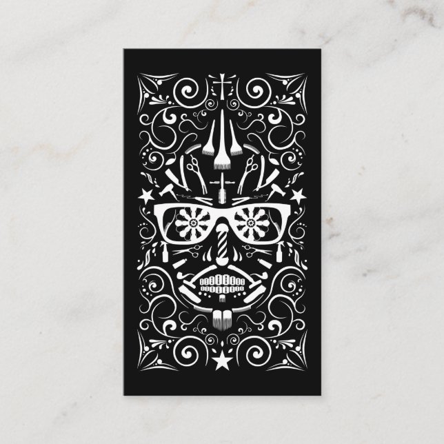 carte perforée punk de crâne de raseur-coiffeur (Devant)