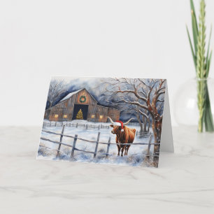 Carte Périodes de fêtes de Noël Vache Country Western
