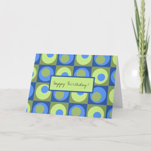 Carte Periwinkle Blue Green Joyeux Anniversaire Motif (Devant)