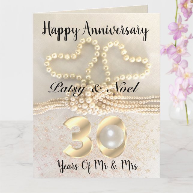 Carte Perle 30e anniversaire Mariage personnalisée (Orchidée)