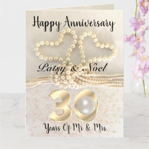 Carte Perle 30e anniversaire Mariage personnalisée