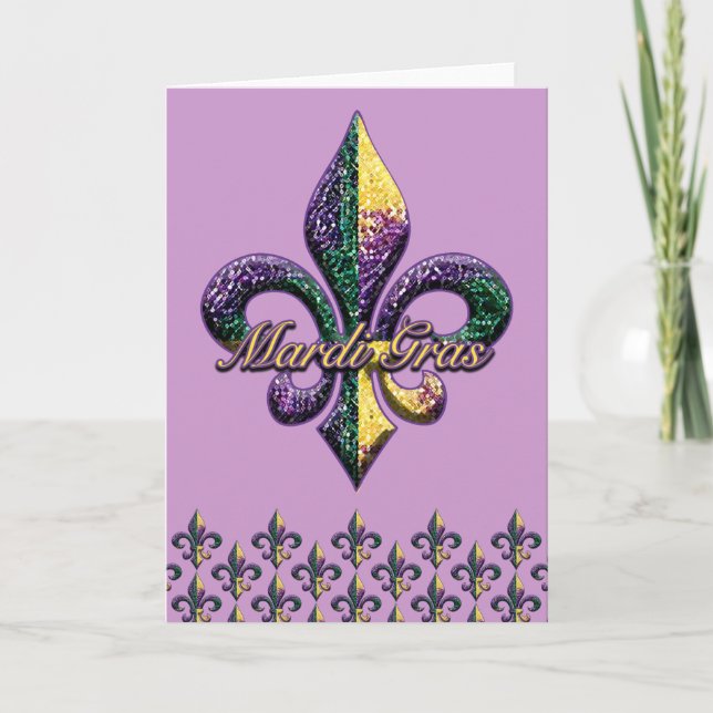 Carte Perle Fleur de lis 2 de mardi gras (Devant)