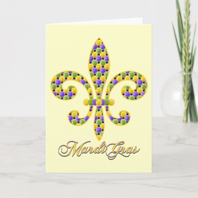Carte Perle Fleur de lis de mardi gras (Devant)