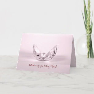 Carte perle rose en coquillage Anniversaire de maman