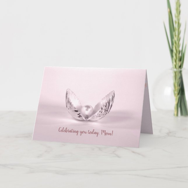 Carte perle rose en coquillage Anniversaire de maman (Devant)