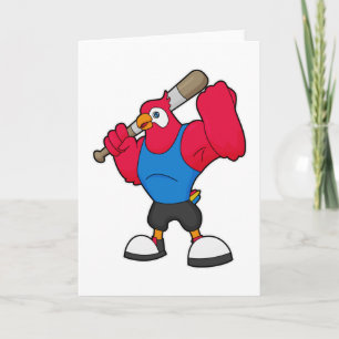 Carte Perroquet au baseball avec batte de baseball
