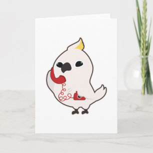 Carte Perroquet au téléphone avec combiné téléphonique