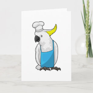 Carte Perroquet en chef avec chapeau de cuisine