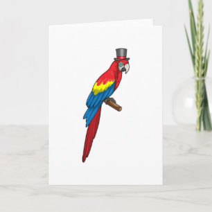 Carte Perroquet en gentleman avec chapeau