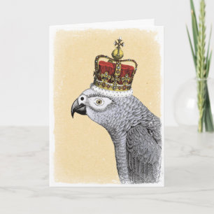 Carte Perroquet gris avec couronne royale
