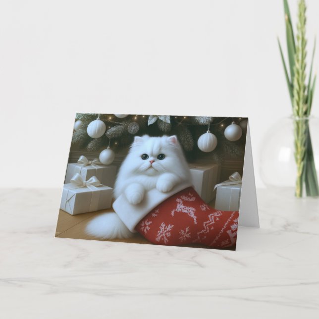 Carte Persian Cat Christmas Stocking (Devant)