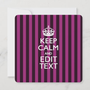 Carte Personalisé KEEP CALM Votre Texte Fuchsia Stripes
