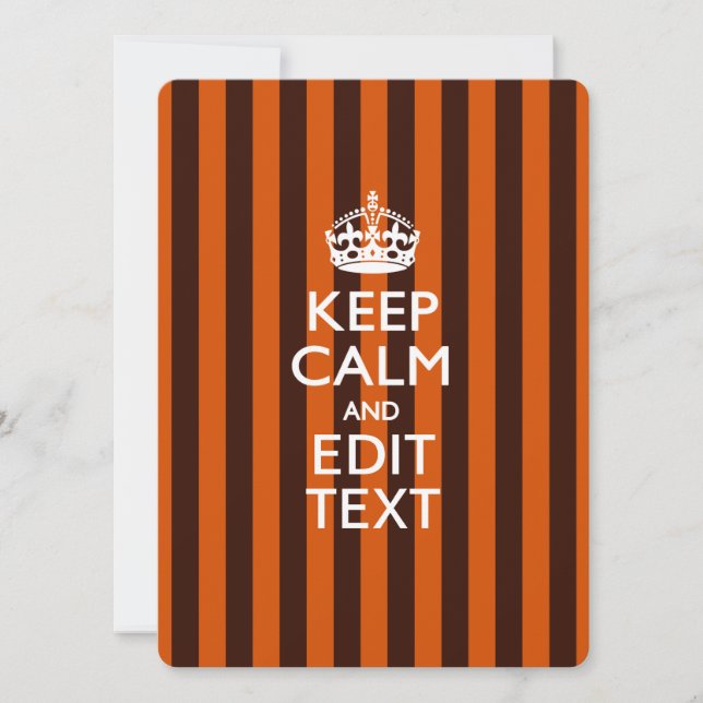Carte Personalisé KEEP CALM Your Text on Orange Stripes (Devant)