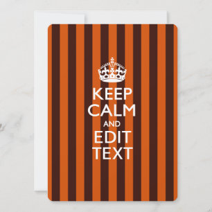 Carte Personalisé KEEP CALM Your Text on Orange Stripes