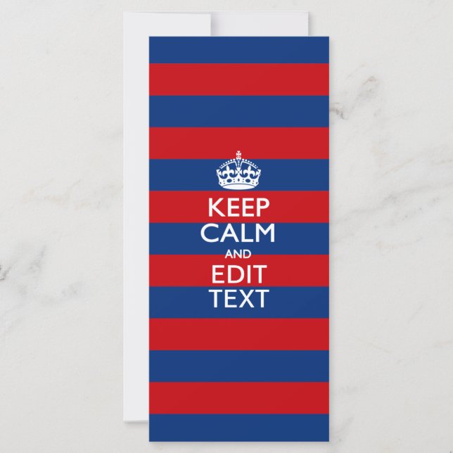 Carte Personalisé KEEP CALM Your Text on Stripes (Devant)