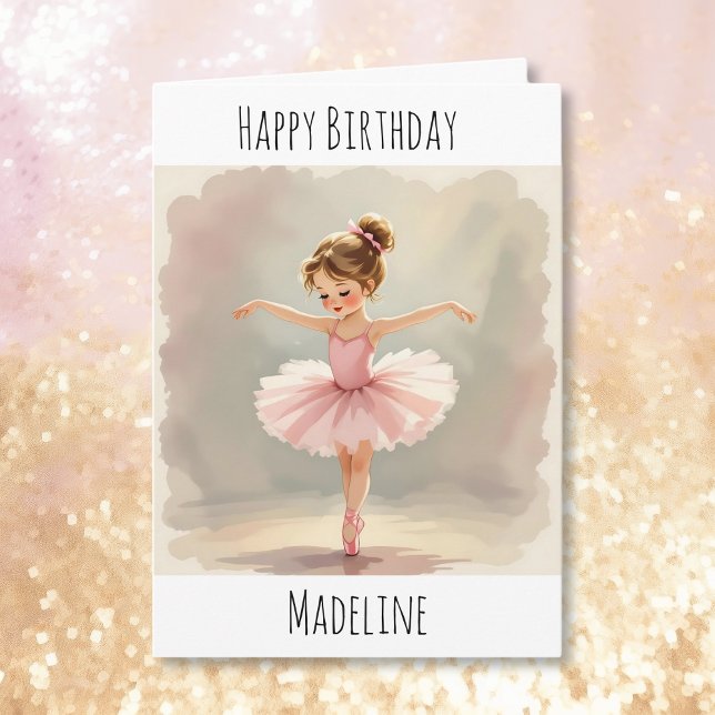 Carte Personalized Ballerina Birthday + Coloring Page (Créateur téléchargé)