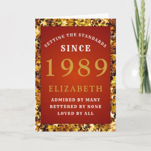 Carte Personalized Birthday Standards 1989 Red Gold 