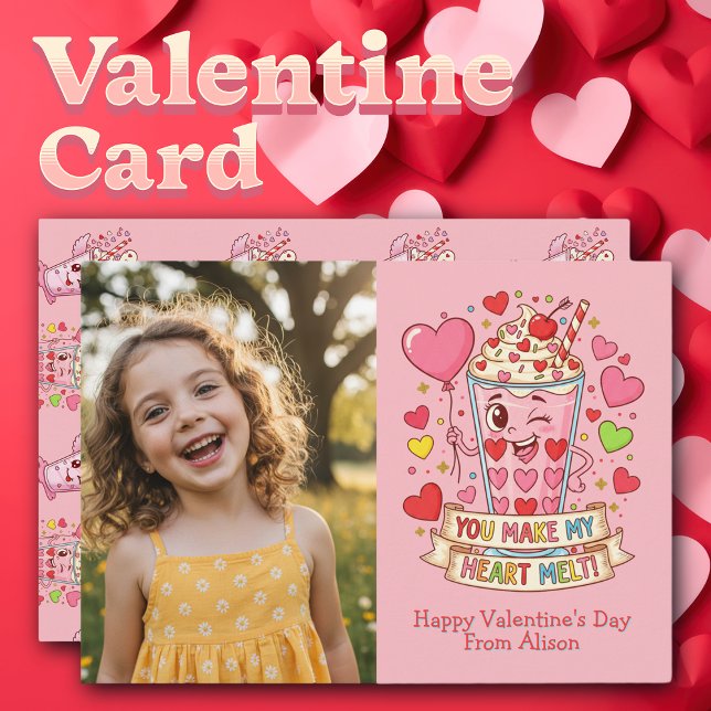 Carte Personalized Cute Milkshake Classroom Valentine (Créateur téléchargé)
