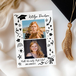 Carte Personalized Doodle Graduation Photo Announcement