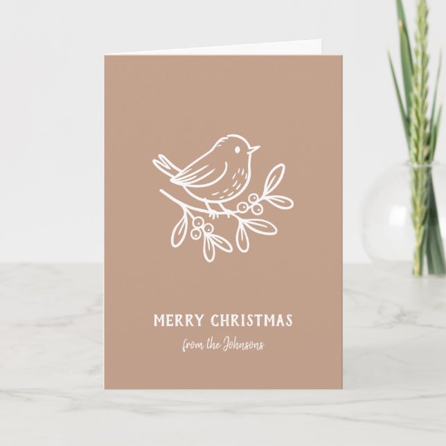 Carte Personalized Family Name Merry Christmas Robin (Devant)