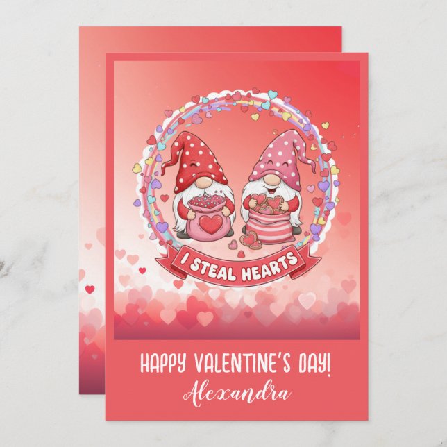 Carte Personalized Funny Gnome Valentine  (Devant / Derrière)