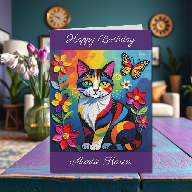 Carte Personalized Happy Birthday for Her | Cute Cat (Créateur téléchargé)