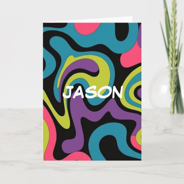 Carte Personalized Neon Abstract Pattern — Retro Design (Devant)