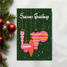 Carte Personalized Pink Ornaments Seasons Greetings