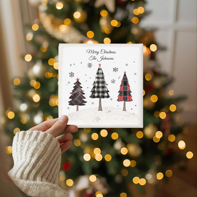 Carte Personalized Plaid Christmas Tree Family Name  (Créateur téléchargé)