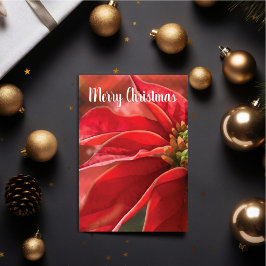 Carte Personalized Red Poinsettia Christmas