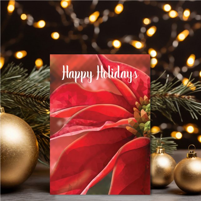 Carte Personalized Red Poinsettia Holiday (Personalize your holiday wishes, by adding a custom message.)