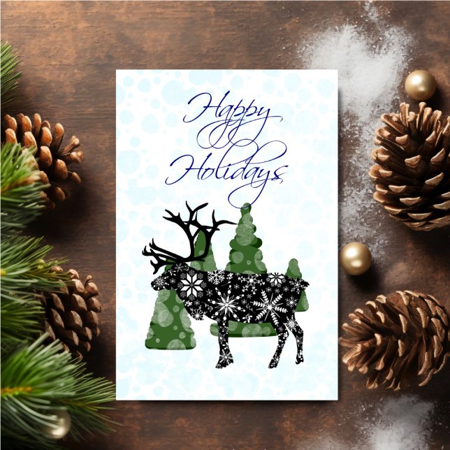 Carte Personalized Reindeer Holiday (Personalize your holiday wishes, by adding a custom message.)