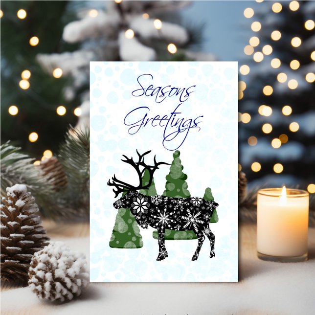 Carte Personalized Reindeer Seasons Greetings (Personalize your holiday wishes, by adding a custom message.)