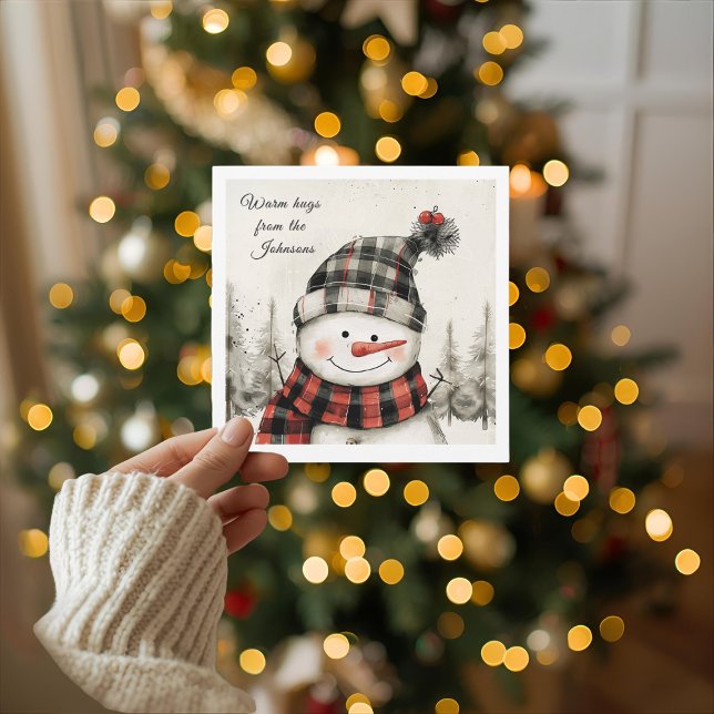 Carte Personalized Snowman Christmas with Family Name (Créateur téléchargé)