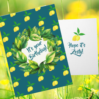 Carte Personalized Yellow Lemons Teal