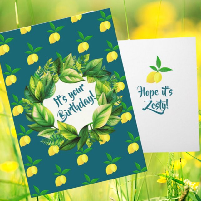 Carte Personalized Yellow Lemons Teal  (Personalize it!)